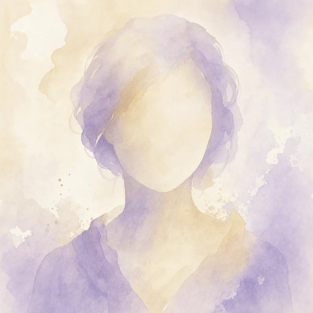Warmes Aquarell-Portrait in Champagner- und Lavendeltönen