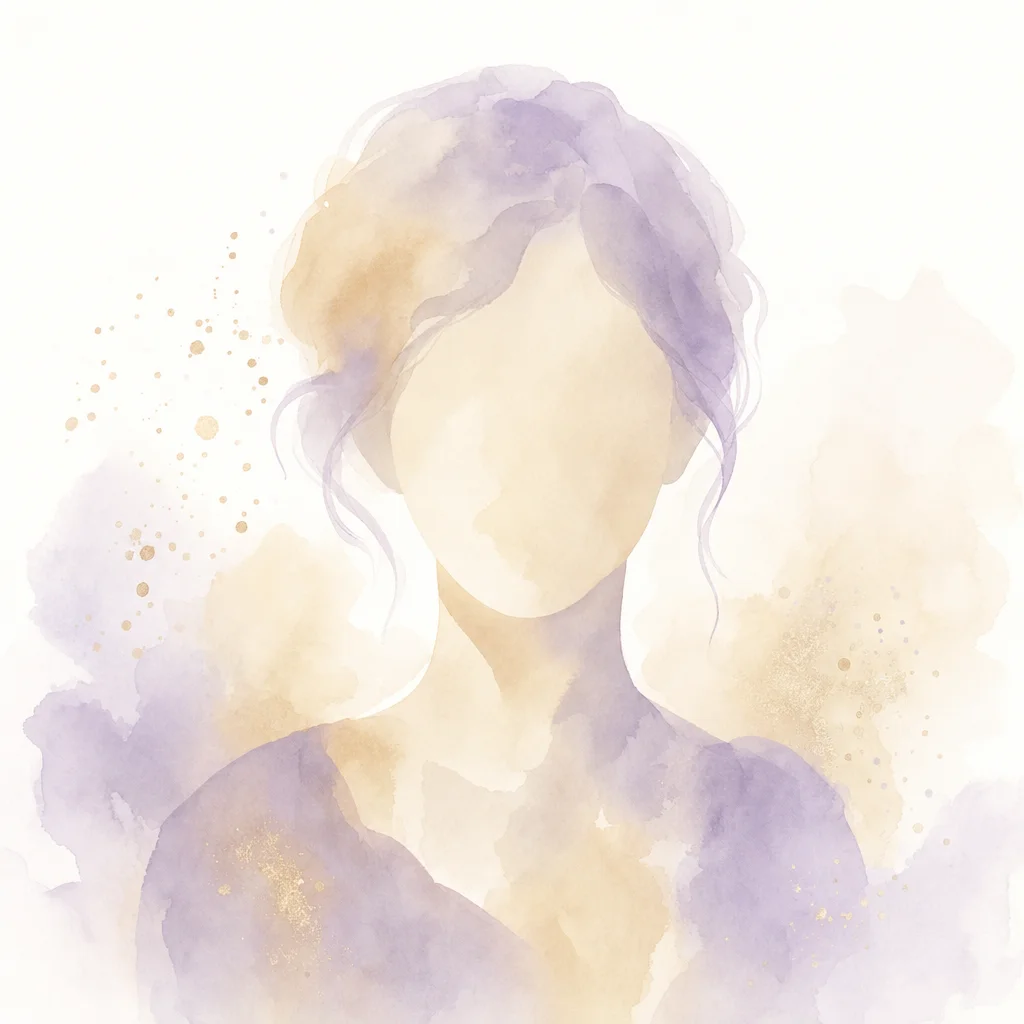 Warmes Aquarell-Portrait in Champagner- und Lavendeltönen