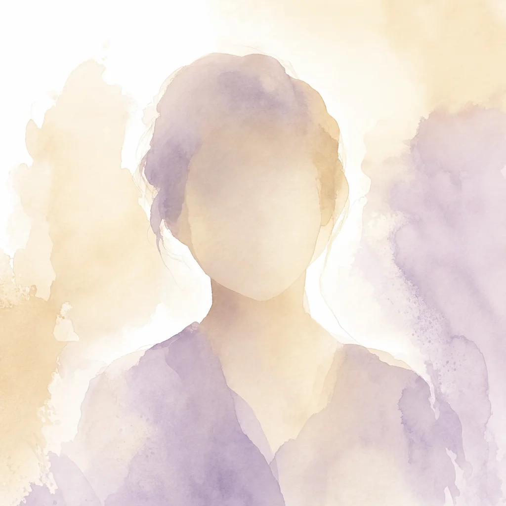 Warmes Aquarell-Portrait in Champagner- und Lavendeltönen
